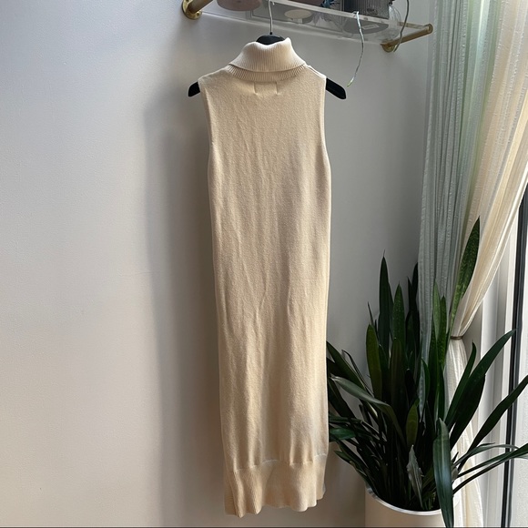La Fee Verte Anthroplogie Long stretch ivory sweater turtleneck tunic - Picture 6 of 10